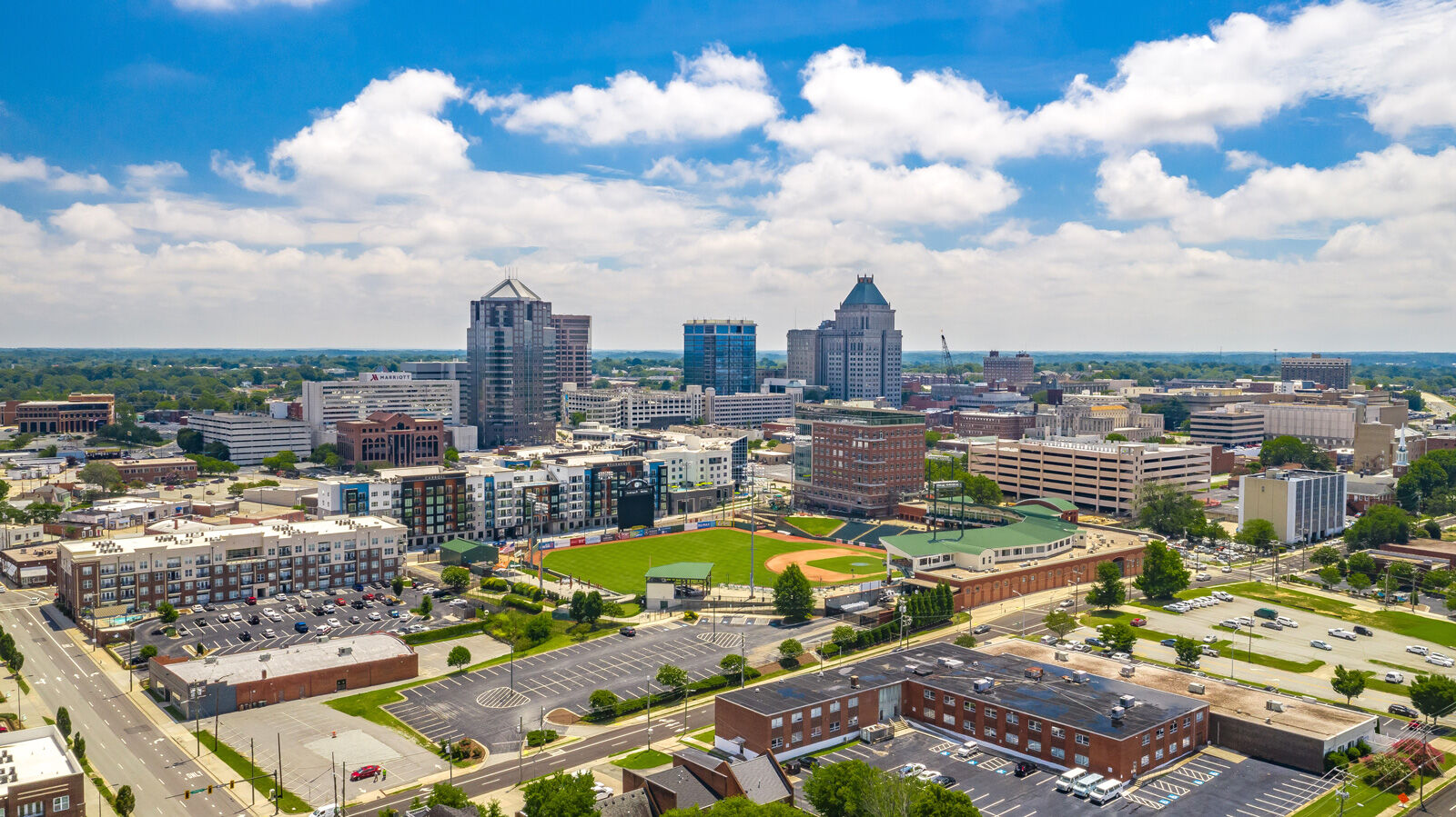 Aerial photo of downtown Greensboro, NC