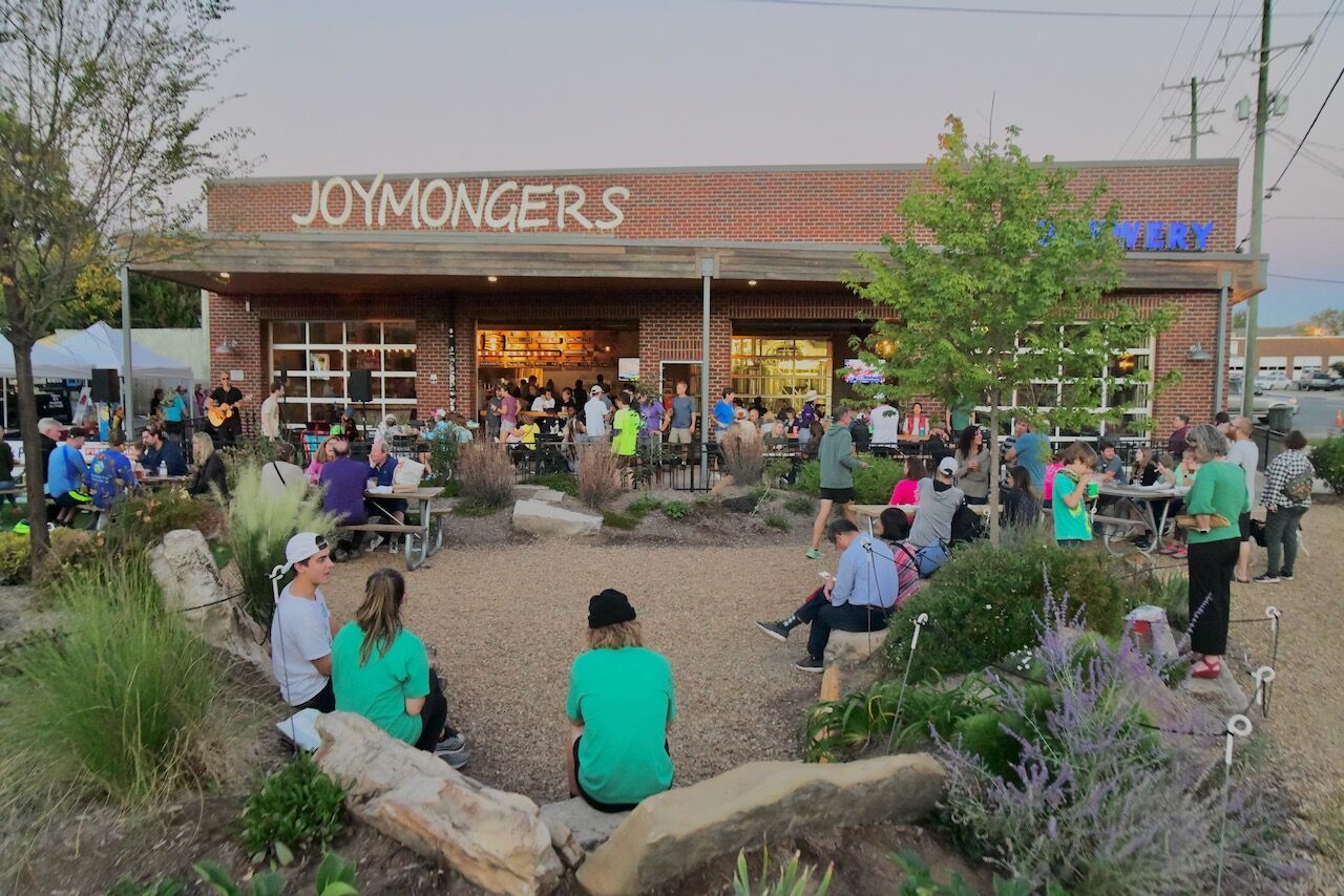 Social gathering in LoFi Park in downtown Greensboro