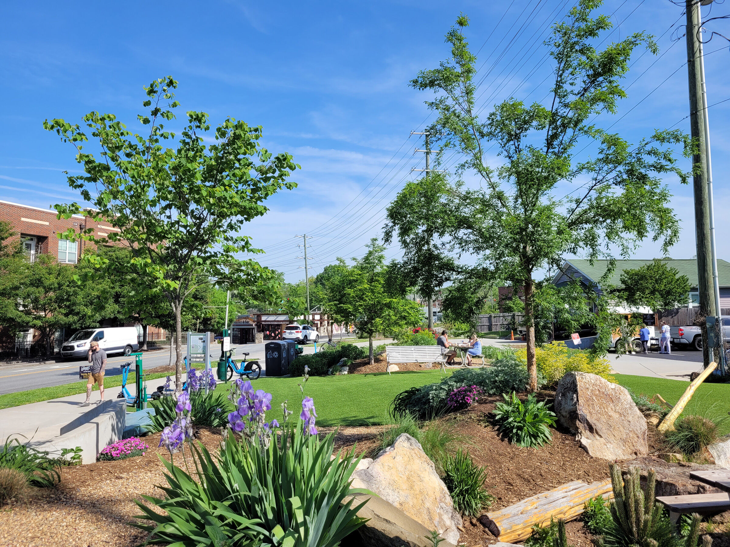 Flowers and trees on the downtown greenway