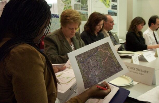 Downtown Greenway planning meeting in 2001.