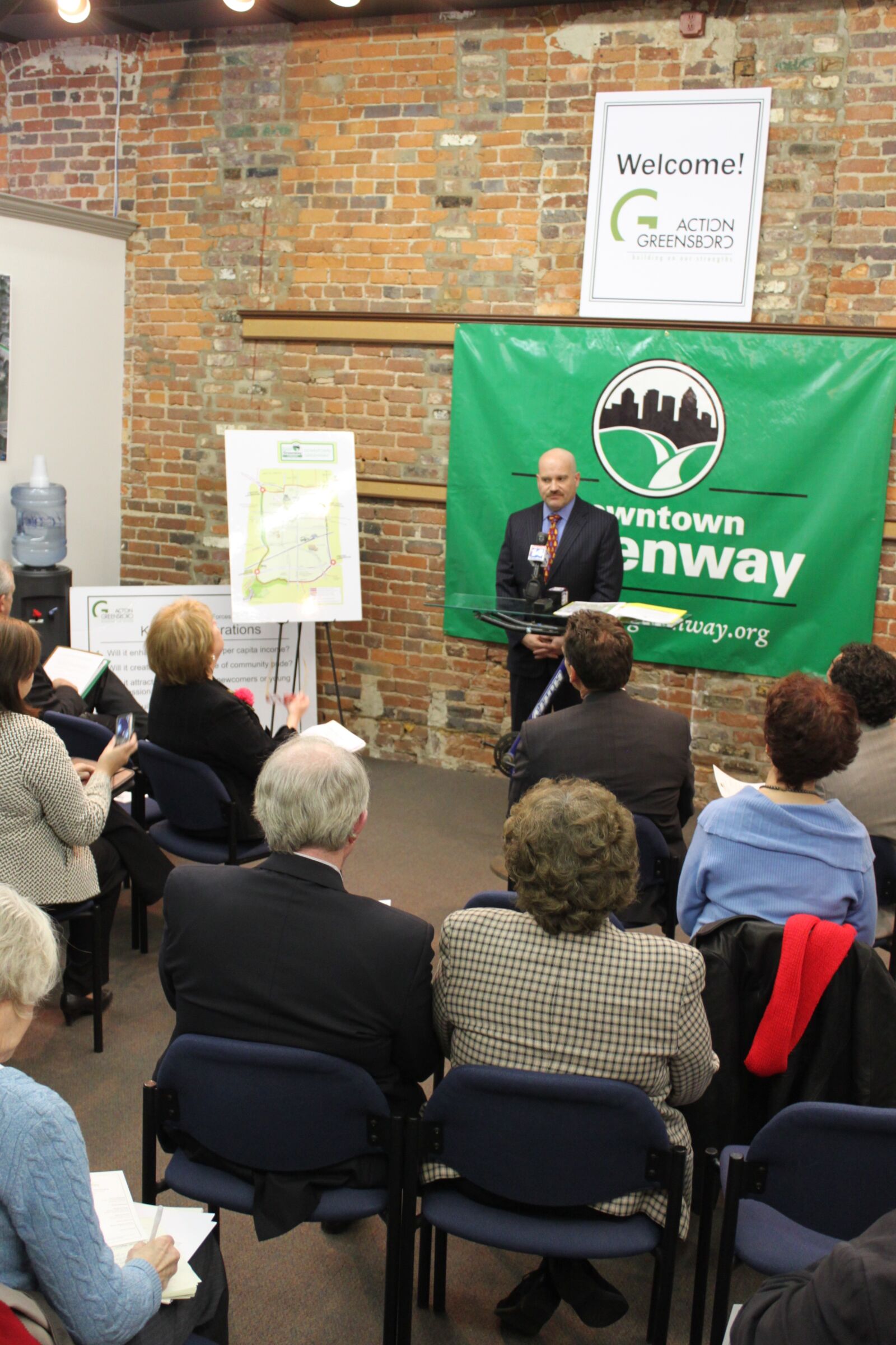 Press conference in 2011 with Action Greensboro about Downtown Greenway